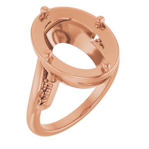 14K Rose Gold 14x10 mm Oval Ring Mounting – image 2