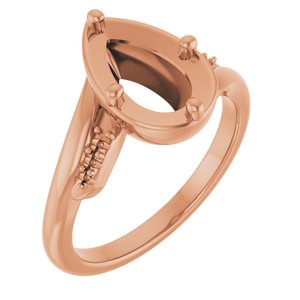 10K Rose Gold 10x6 mm Pear Ring Mounting – image 2