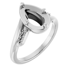 Platinum 10x6 mm Pear Ring Mounting – image 2