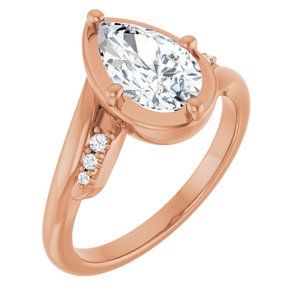 18K Rose Gold 10x6 mm Pear Ring Mounting