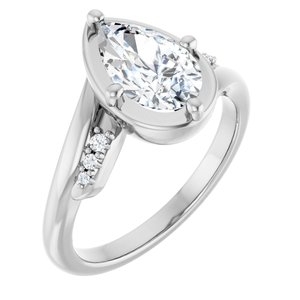 14K X1 White Gold 10x6 mm Pear Ring Mounting