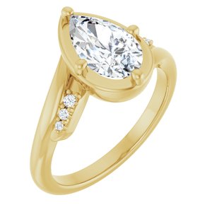 18K Yellow Gold 10x6 mm Pear Ring Mounting