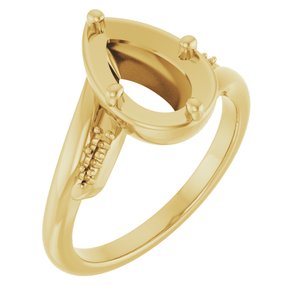 18K Yellow Gold 10x6 mm Pear Ring Mounting – image 2
