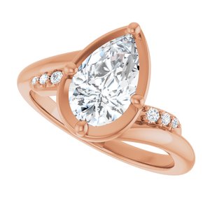 10K Rose Gold 10x6 mm Pear Ring Mounting – image 8