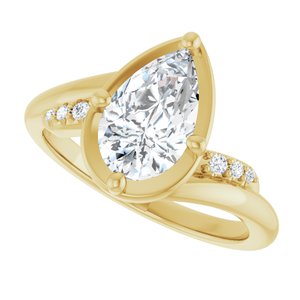 18K Yellow Gold 10x6 mm Pear Ring Mounting – image 8