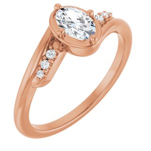 18K Rose Gold 6x4 mm Oval Ring Mounting