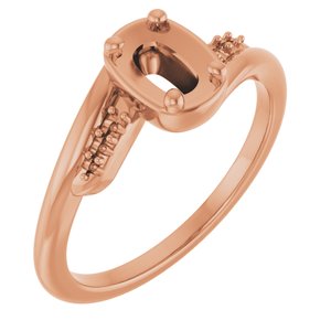10K Rose Gold 6x4 mm Elongated Cushion Ring Mounting – image 2