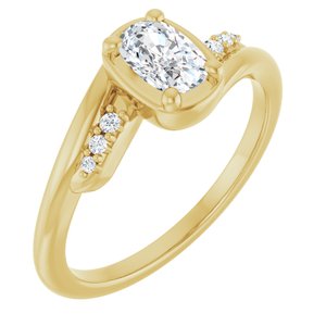 10K Yellow Gold 6x4 mm Elongated Cushion Ring Mounting
