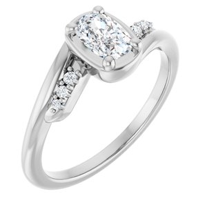 Platinum 6x4 mm Elongated Cushion Ring Mounting