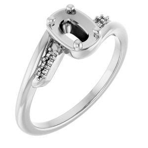 14K X1 White Gold 6x4 mm Elongated Cushion Ring Mounting – image 2