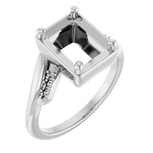 10K White Gold 9x7 mm Emerald Ring Mounting – image 2