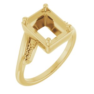 14K Yellow Gold 9x7 mm Emerald Ring Mounting – image 2
