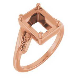 18K Rose Gold 9x7 mm Emerald Ring Mounting – image 2
