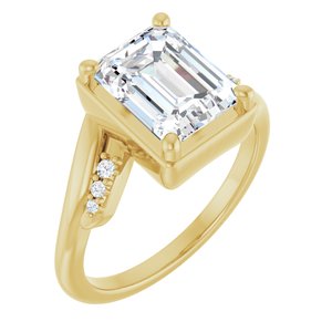 10K Yellow Gold 9x7 mm Emerald Ring Mounting