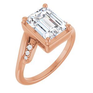 14K Rose Gold 9x7 mm Emerald Ring Mounting