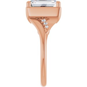 14K Rose Gold 9x7 mm Emerald Ring Mounting – image 7