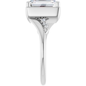 18K White Gold 9x7 mm Emerald Ring Mounting – image 7