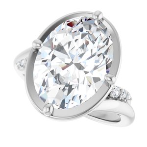 14K X1 White Gold 14x10 mm Oval Ring Mounting – image 8