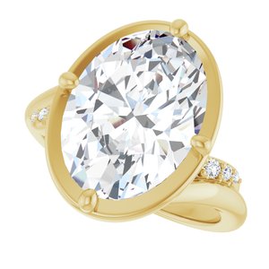 18K Yellow Gold 14x10 mm Oval Ring Mounting – image 8
