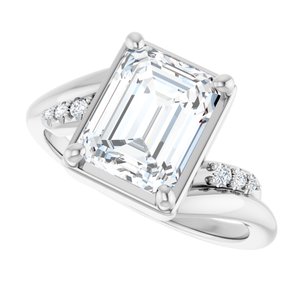 18K White Gold 9x7 mm Emerald Ring Mounting – image 8