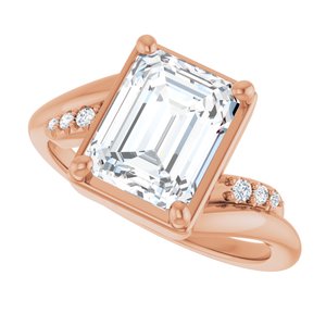 18K Rose Gold 9x7 mm Emerald Ring Mounting – image 8
