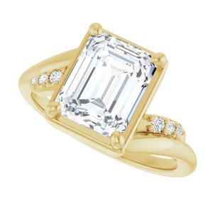 14K Yellow Gold 9x7 mm Emerald Ring Mounting – image 8