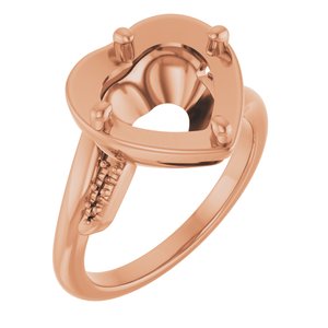 10K Rose Gold 10x10 mm Heart Ring Mounting – image 2