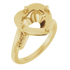 14K Yellow Gold 10x10 mm Heart Ring Mounting – image 2
