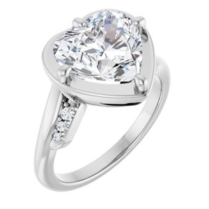 14K White Gold 10x10 mm Heart Ring Mounting