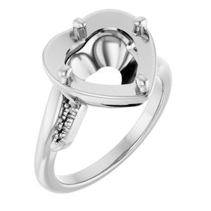 14K X1 White Gold 10x10 mm Heart Ring Mounting – image 2