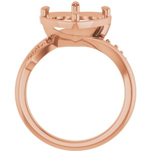 10K Rose Gold 10x10 mm Heart Ring Mounting – image 4