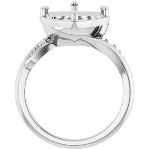 14K X1 White Gold 10x10 mm Heart Ring Mounting – image 4