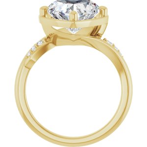 10K Yellow Gold 10x10 mm Heart Ring Mounting – image 3