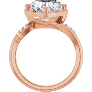 18K Rose Gold 10x10 mm Heart Ring Mounting – image 3