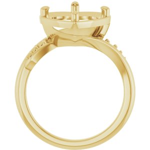 18K Yellow Gold 10x10 mm Heart Ring Mounting – image 4