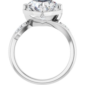 10K White Gold 10x10 mm Heart Ring Mounting – image 3