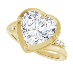 18K Yellow Gold 10x10 mm Heart Ring Mounting – image 8