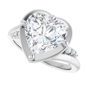 18K White Gold 10x10 mm Heart Ring Mounting – image 8