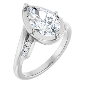 18K White Gold 11.5x7 mm Pear Ring Mounting