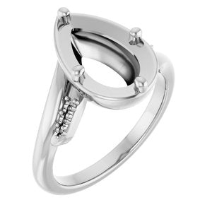 18K White Gold 11.5x7 mm Pear Ring Mounting – image 2