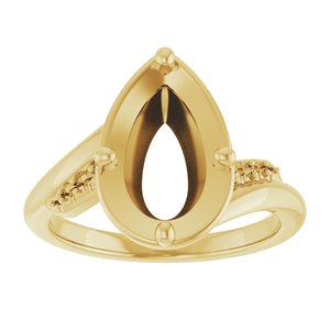 18K Yellow Gold 11.5x7 mm Pear Ring Mounting – image 6