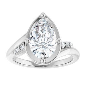 14K X1 White Gold 11.5x7 mm Pear Ring Mounting – image 5