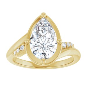 18K Yellow Gold 11.5x7 mm Pear Ring Mounting – image 5