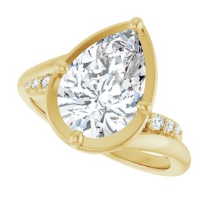 10K Yellow Gold 12x8 mm Pear Ring Mounting – image 8