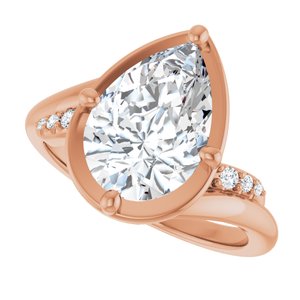 18K Rose Gold 12x8 mm Pear Ring Mounting – image 8