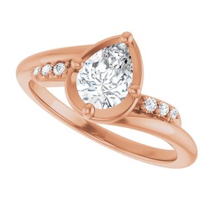 10K Rose Gold 7x5 mm Pear Ring Mounting – image 8