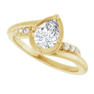 18K Yellow Gold 7x5 mm Pear Ring Mounting – image 8