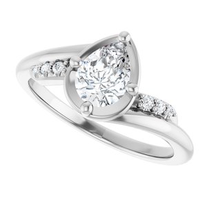 10K White Gold 7x5 mm Pear Ring Mounting – image 8