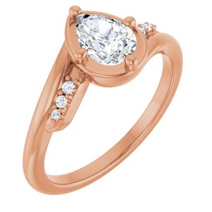 10K Rose Gold 7x5 mm Pear Ring Mounting