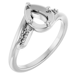 14K X1 White Gold 7x5 mm Pear Ring Mounting – image 2